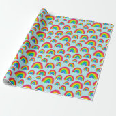 Pride Rainbows Handgeschilderd lichtblauw Cadeaupapier (Uitgerold)