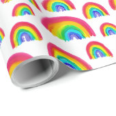 Pride Rainbows Handgeschilderd Wit Cadeaupapier (Rol Hoek)