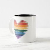 Pride Rainbows Hart Print LGBT Gay Pride Tweekleurige Koffiemok (Voorkant links)