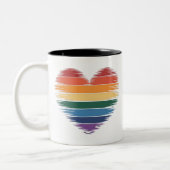 Pride Rainbows Hart Print LGBT Gay Pride Tweekleurige Koffiemok (Links)