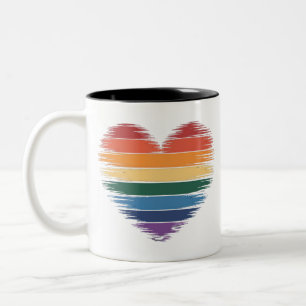 Pride Rainbows Hart Print LGBT Gay Pride Tweekleurige Koffiemok