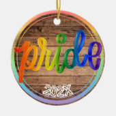 Pride Regenboog Aangepaste Naam- Jaar Keramisch Ornament (Voorkant)