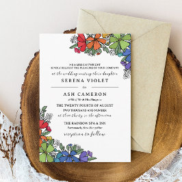 Pride Regenboog Bloemen Formele LGBT Bruiloft Kaart