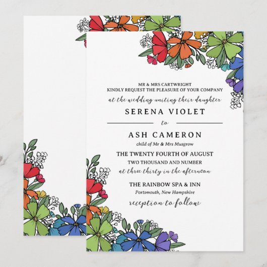Pride Regenboog Bloemen Formele LGBT Bruiloft Kaart (Voorkant / Achterkant)