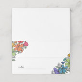 Pride Regenboog Bloemen LGBT Bruiloft Plaatskaartje (Buitenkant ongevouwen)