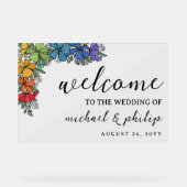 Pride Regenboog Bloemen LGBT Bruiloft Welkom Acryl Bord (Voorkant)