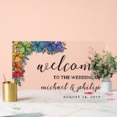 Pride Regenboog Bloemen LGBT Bruiloft Welkom Acryl Bord (Huwelijk)