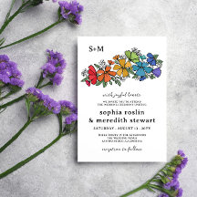 Pride Regenboog Bloemen Monogram LGBT Bruiloft