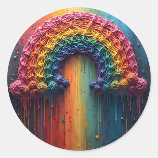 Pride regenboog druppel kleur ronde sticker (Voorkant)