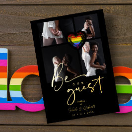 Pride Regenboog Hart 4 Foto's Collage Folie Uitnodiging