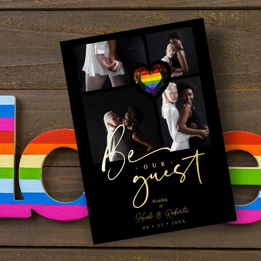 Pride Regenboog Hart 4 Foto's Collage Folie Uitnodiging