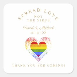 Pride Regenboog Hart Lesbisch Gay Huwelijk Sanitiz Vierkante Sticker