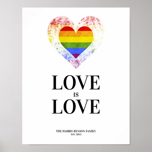 Pride Regenboog Hart Lesbische Homo Gezinnen Poster (Voorkant)