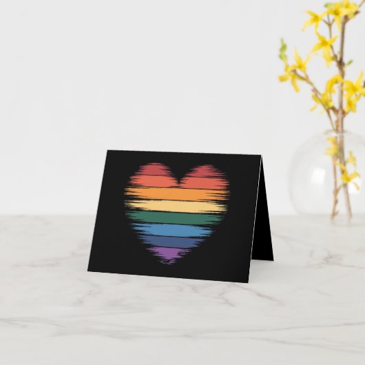 Pride Regenboog Hart Print LGBT Gay Pride Kaart (Gele Bloem)