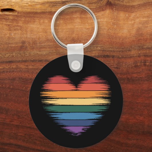 Pride Regenboog Hart Print LGBT Gay Pride Sleutelhanger (Voorkant)