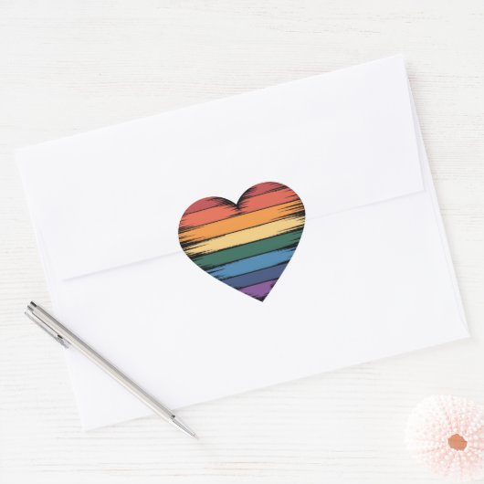 Pride Regenboog Hart Print LGBT Gay Pride  Sticker (Envelop)