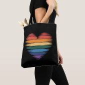 Pride Regenboog Hart Print LGBT Gay Pride Tote Bag (Dichtbij)