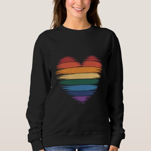 Pride Regenboog Hart Print LGBT Gay Pride Trui (Voorkant)