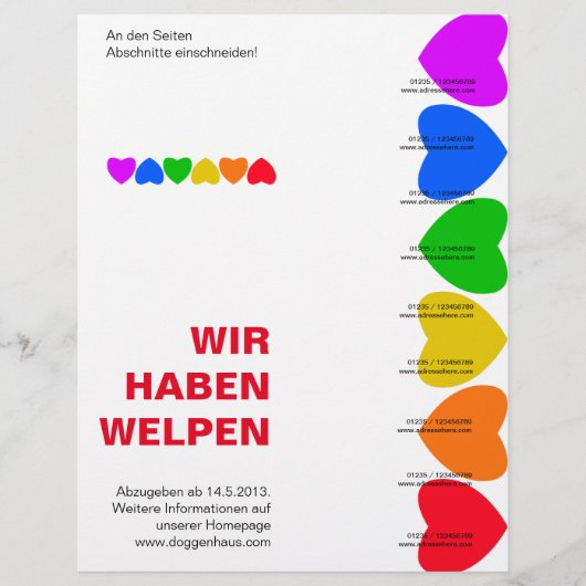 Pride Regenboog Harten Rip Off Flyer (Voorkant)