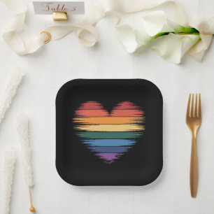 Pride Regenboog Hartprint LGBT Gay Pride  Papieren Bordje
