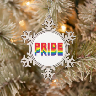 Pride regenboog kleuren gay queer lgbtq retro tin sneeuwvlok ornament