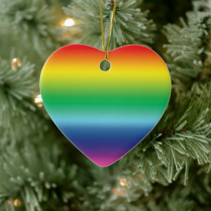 Pride regenboog kleuren lgbtq hart schattige kerst keramisch ornament