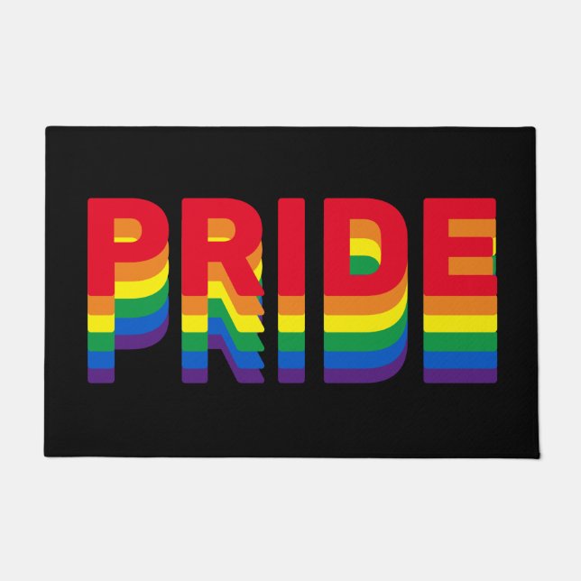 Pride regenboog kleuren zwarte retro typografie mo deurmat (Voorkant)