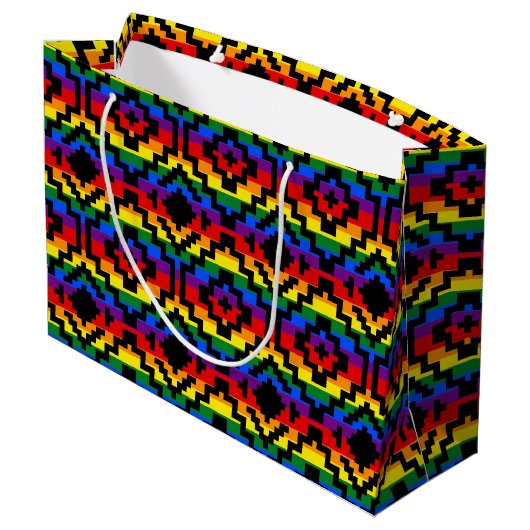 Pride Regenboog LGBTQ Geometrisch Groot Cadeauzakje (Achterkant Gekanteld)