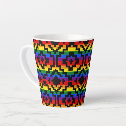 Pride Regenboog LGBTQ Geometrisch Latte Mok (Linkerhoek)
