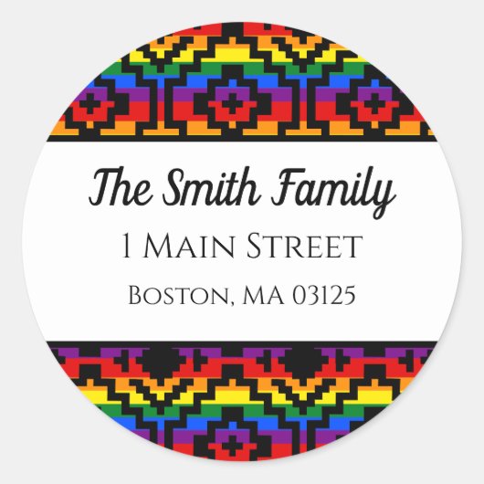 Pride Regenboog LGBTQ Geometrisch Retouradres Ronde Sticker (Voorkant)