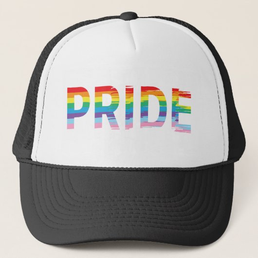 PRIDE Regenboog LGBTQIA Vlag, Gay Pride Zwart Trucker Pet (Voorkant)
