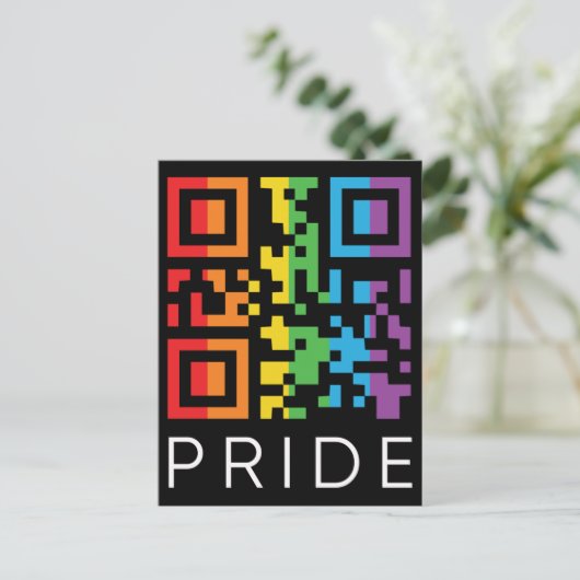 Pride regenboog QR-code LGBTQIA+ Briefkaart (Staand voorkant)