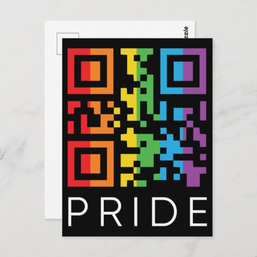 Pride regenboog QR-code LGBTQIA+ Briefkaart (Voorkant / Achterkant)