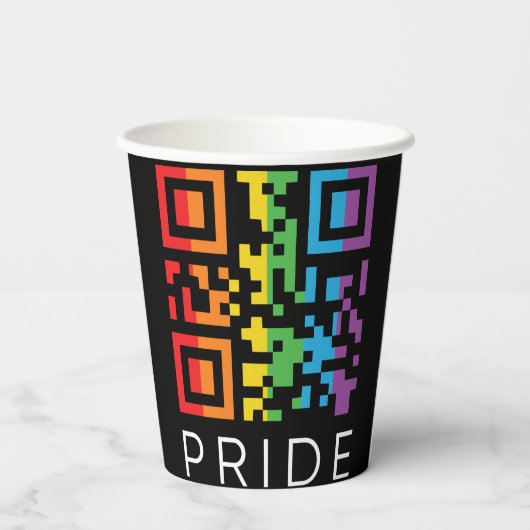 Pride regenboog QR-code LGBTQIA+ Papieren Bekers (Achterkant)