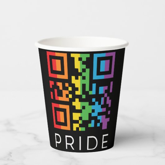 Pride regenboog QR-code LGBTQIA+ Papieren Bekers (Voorkant)