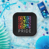 Pride regenboog QR-code LGBTQIA+ Papieren Bordje (Feest)