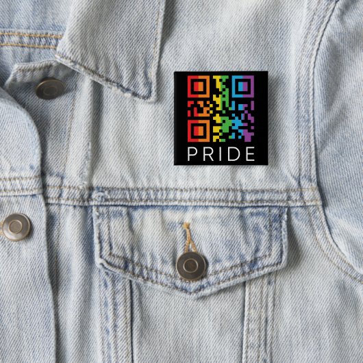 Pride regenboog QR-code LGBTQIA+ Vierkante Button 5,1 Cm (In situ)