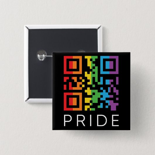 Pride regenboog QR-code LGBTQIA+ Vierkante Button 5,1 Cm (Voorkant /achterkant)