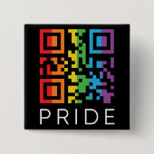 Pride regenboog QR-code LGBTQIA+ Vierkante Button 5,1 Cm (Voorkant)