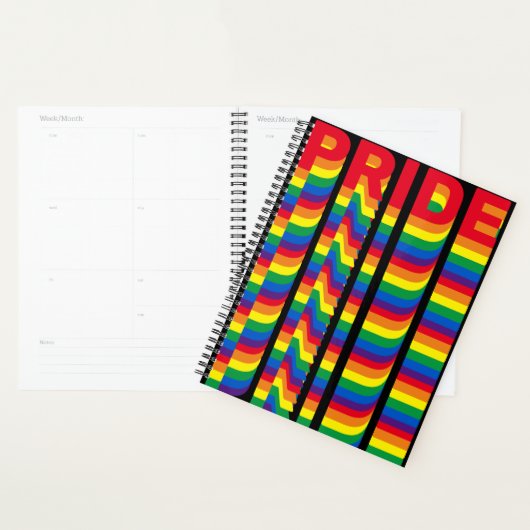 Pride regenboog retro moderne typografie zwart planner (Display)