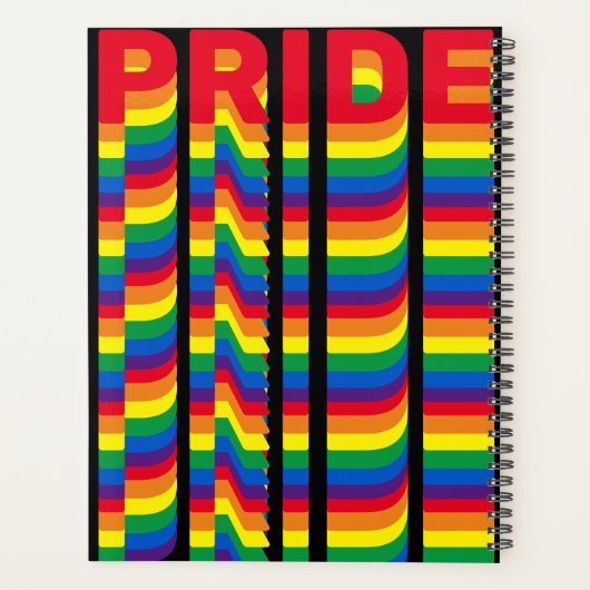 Pride regenboog retro moderne typografie zwart planner (Achterkant)