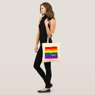 Pride regenboog vlag liefde is liefde canvas tas