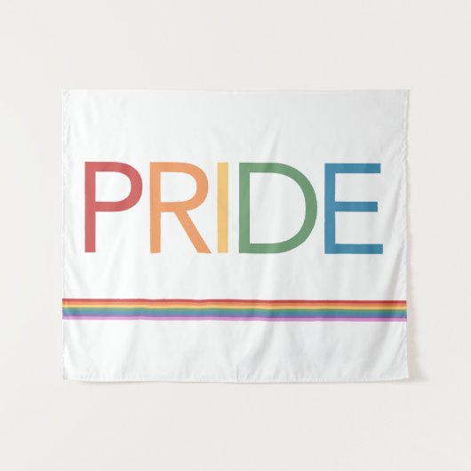 PRIDE Regenboog Witte Wandtapijt Wandkleed (Voorkant (horizontaal))