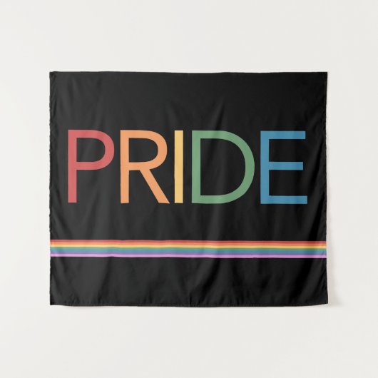 PRIDE Regenboog Zwarte Wandtapijt Wandkleed (Voorkant (horizontaal))