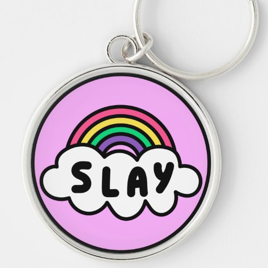 Pride- regenboogkleur met wolken. toets sleutelhanger (Voorkant)