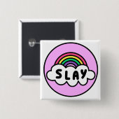 Pride- regenboogkleur met wolken. vierkante button 5,1 cm (Voorkant /achterkant)