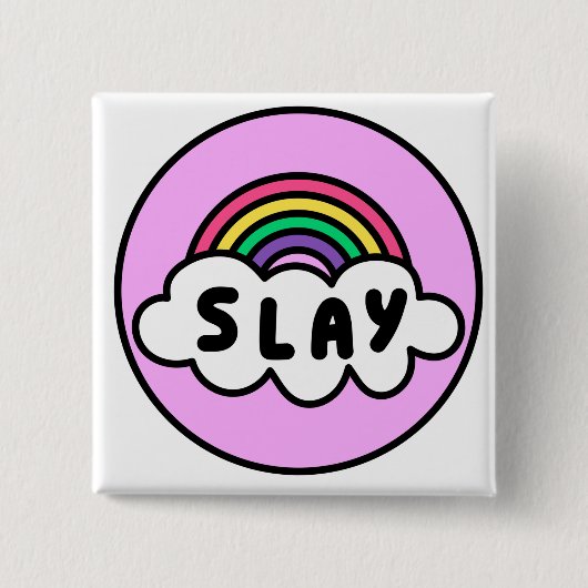 Pride- regenboogkleur met wolken. vierkante button 5,1 cm (Voorkant)