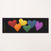 PRIDE Regenboogkleuren gestikte harten Yogamat (Voorkant (horizontaal))