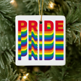 Pride regenboogkleuren lgbtq queer retro kerst keramisch ornament