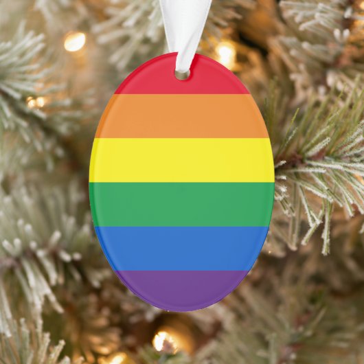 Pride regenboogkleuren strepen Gele kerst Ornament (Boom)